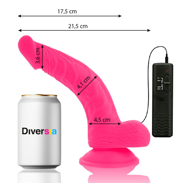 Diversia - Fleksibel Vibrerende Dildo Pink 21,5 Cm -O- 4,5 Cm