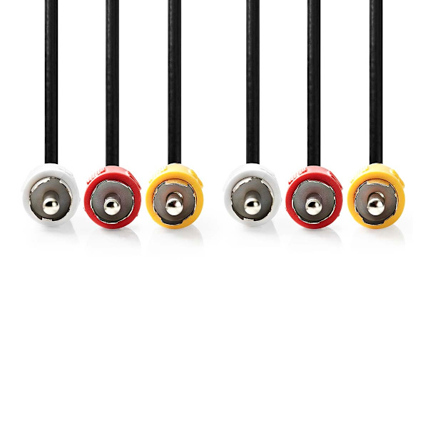 Komposit videokabel | 3x RCA Hane | 3x RCA Hane | Nickelplaterad | 480p | 2.00 m | Rund | PVC | Svart | Label