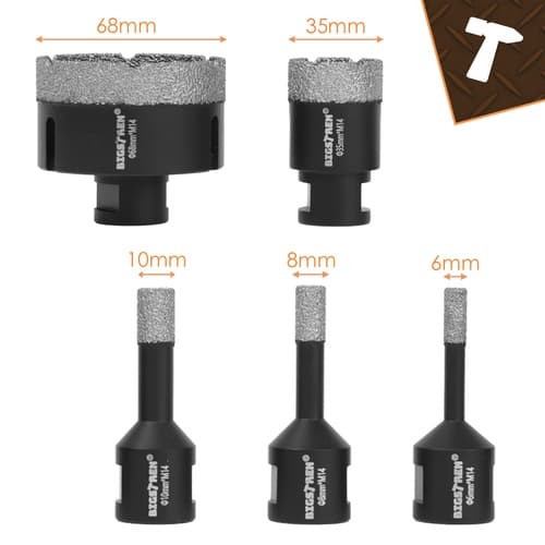 Diamanthålsågssats, 6 delar, 6–68 mm, M14-adapter