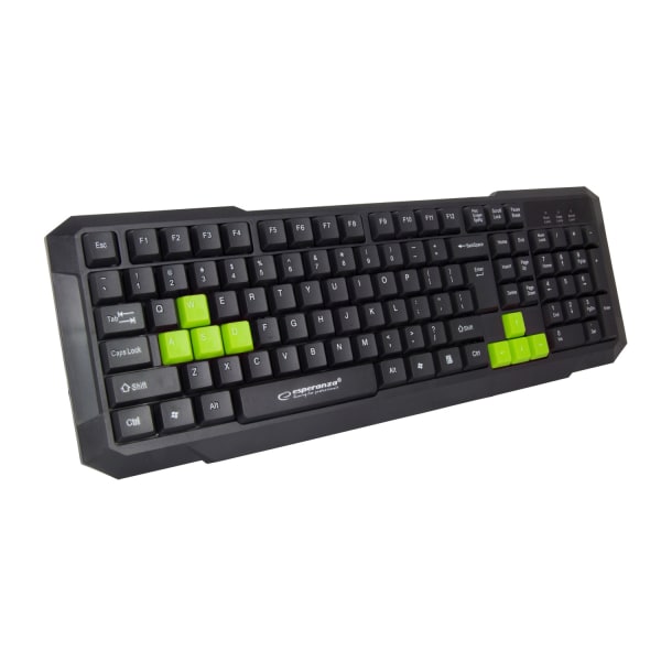 Esperanza Wired Gaming Usb Keyboard Aspis Green Sort, Grøn