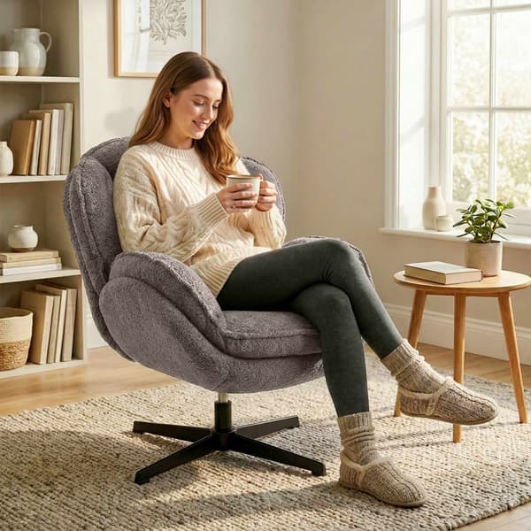 Wingback-samettinen nojatuoli 360 asteen kääntymisellä, harmaa