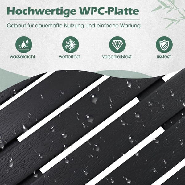 Gulvelement til solbruser WPC gulvplade til havebruser 100 x 60 x 2,5 cm sort