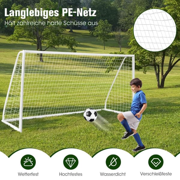 Fodboldmål 365x182 cm med holdbart net og indsatser