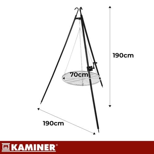 Tripod Havegrill – 70 cm rist i rustfrit stål