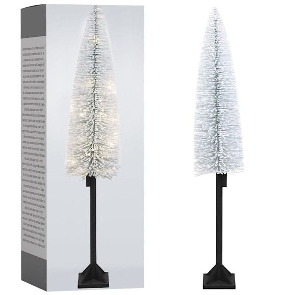 Hvidt juletræ 147 cm med 30 LED-lys og snedækket effekt