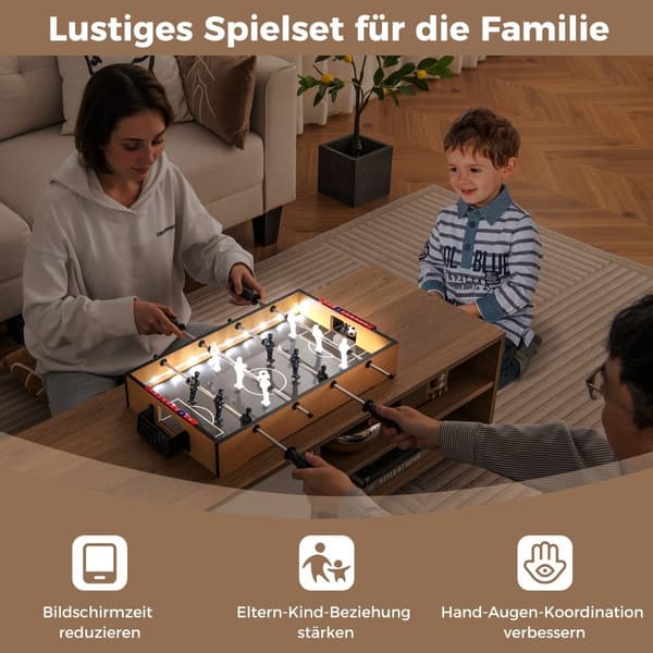 Mini bordfodboldbord med LED lys og 2 bolde