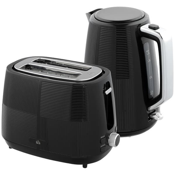 Elkedel & Brødristersæt, 1,7L, Rustfrit stål, Sort