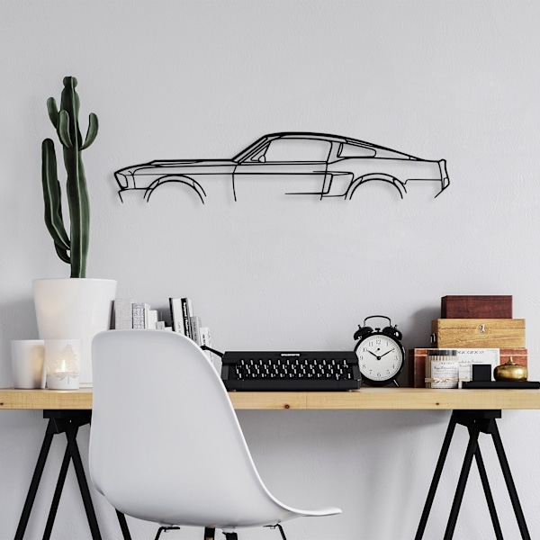 Dekorativt metalvægtilbehør 1967 Ford Mustang Shelby GT500 Silhouette