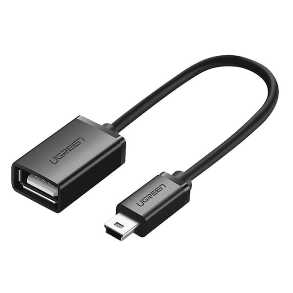Ugreen Mini USB-B (Han) til USB-A (Han) OTG Adapter, 10cm - Grå