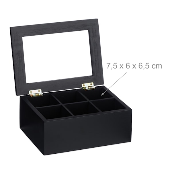 Svart tebox med 6 fack