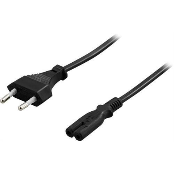 DELTACO CEE 7/16 - C7 - netledning, 0,5 m, sort