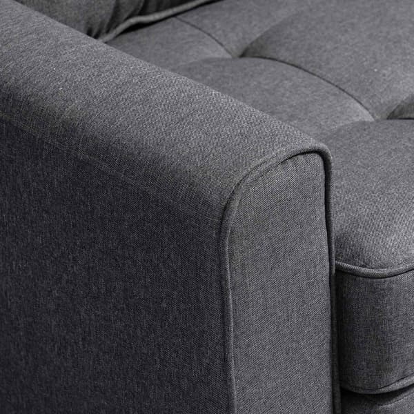 Bäddsoffa, hopfällbar soffa, 2-sits, bäddsoffa med sovfunktion, linnetouch, gummiträ, grå, 147,5x75x85cm