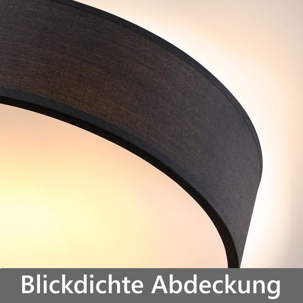 Loftlampe, stof, 30 cm, sort, E27-fatning