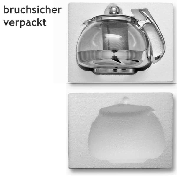 Tekande i glas og rustfrit stål med infuser, 1,2 l