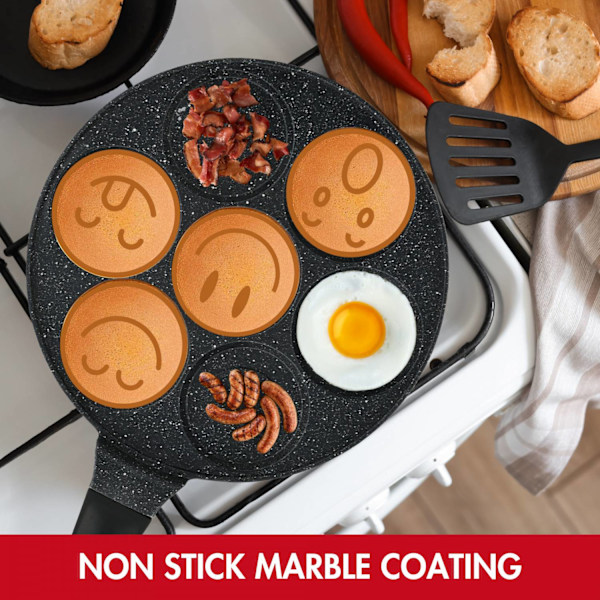 Herzberg HG-CP267SML: 26 cm marmorbelagt pandekage & crepepande - 7 smiley-emoji