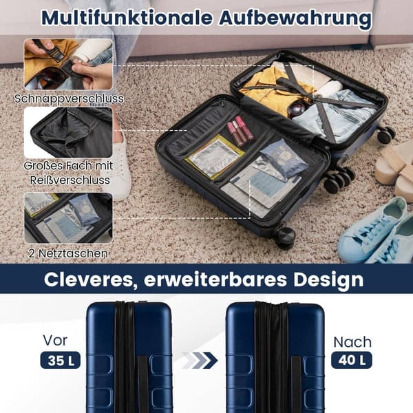 Expanderbart 20"" lätt PC Hardshell Bagage med USB-port