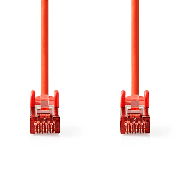 CAT6 Verkkokaapeli | RJ45 uros | RJ45 uros | S/FTP | 5.00 m | Pyöreä | LSZH | Punainen | Label