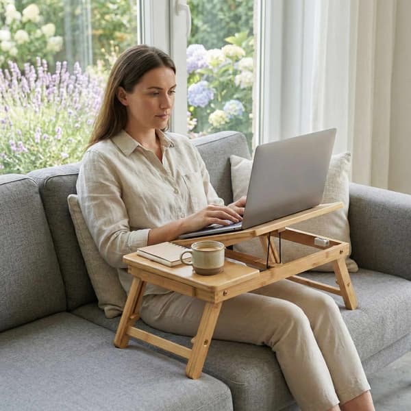 Bambu laptopstativ med justerbar höjd och ventilation