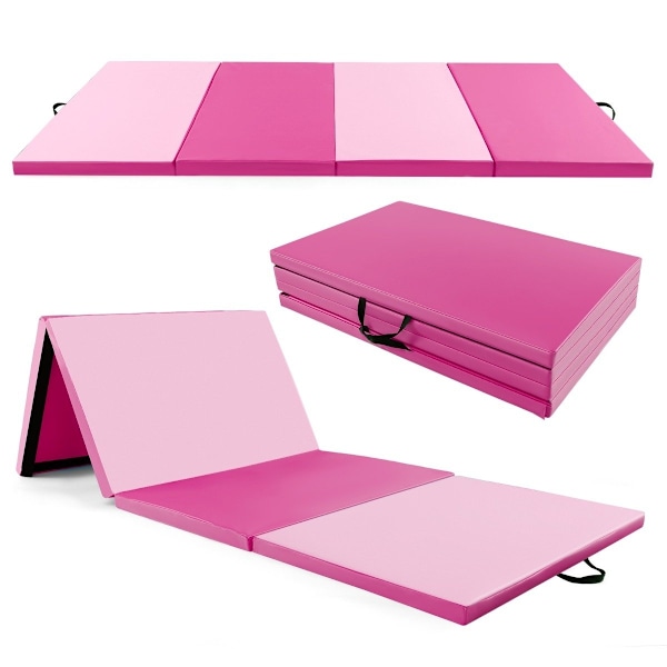 300 x 117 x 5 cm blød gulvmåtte lavet af imiteret læder med klatrelås og bærehåndtag pink