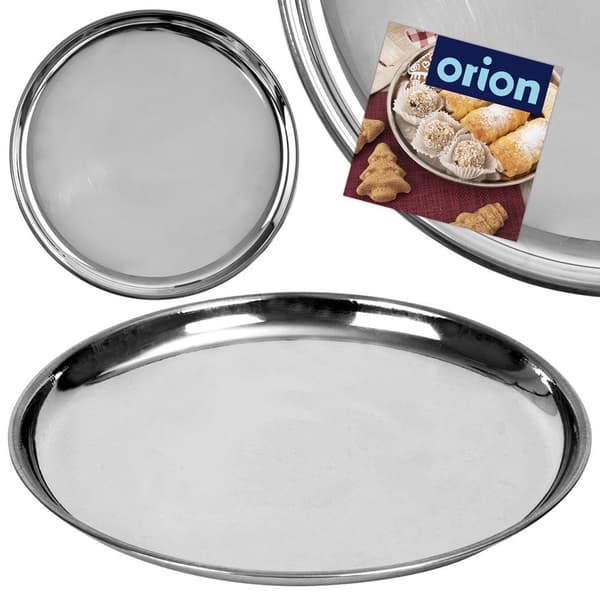 Rund serveringsbakke i rustfrit stål til snacks og sandwich