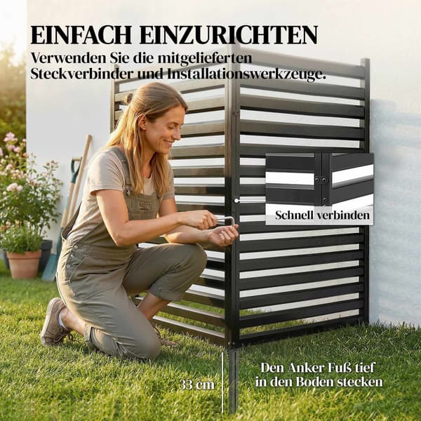 Metal havehegnspaneler, 91 x 152 cm, sort, 2-pak