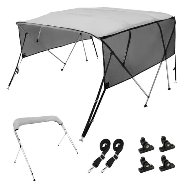Bimini-top med 4 buer, 600D, netsidevægge, 2,4 m