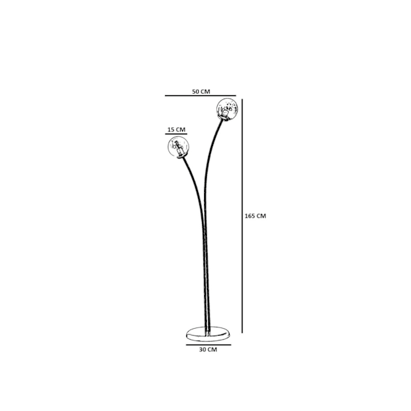 Gulvlampe Rose 2 Li Eskitme Beyaz Camlı Lambader