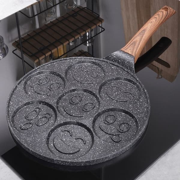 Granit stegepande 26 cm med 7 ansigtsformede huller