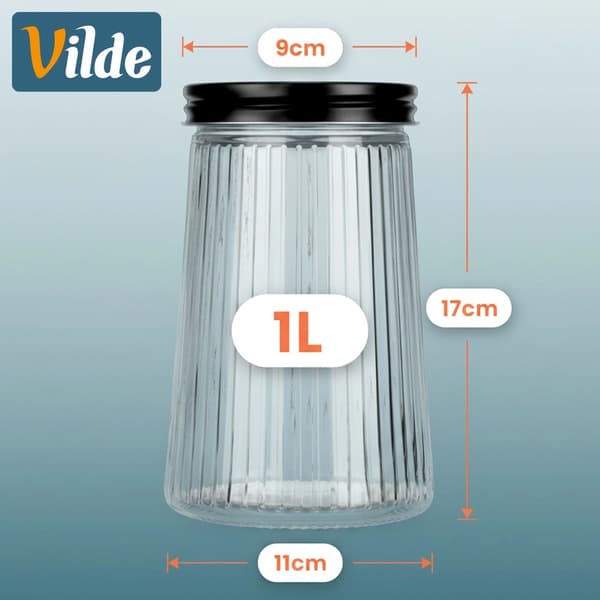 Glasbehållare för torrfoder med lock, 1 l
