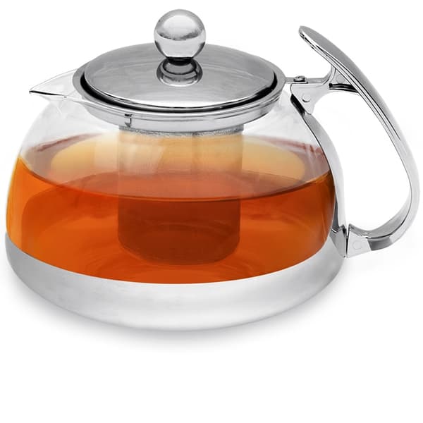 Tekande i glas og rustfrit stål med infuser, 1,2 l
