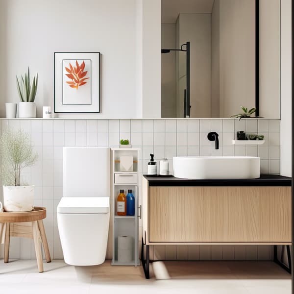 Toiletskab med opbevaring og papirholder