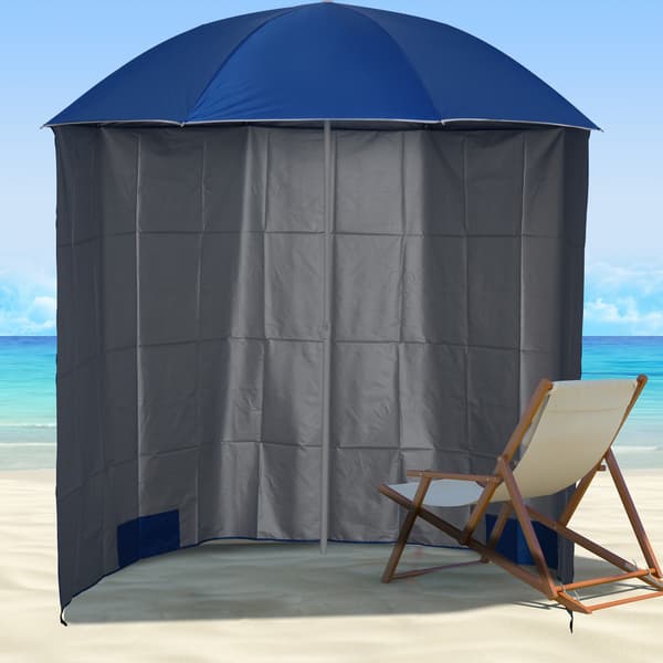 Parasol Beach Paraply Med Sidovägg, Polyester, Blå, 2,2Xh2,2M