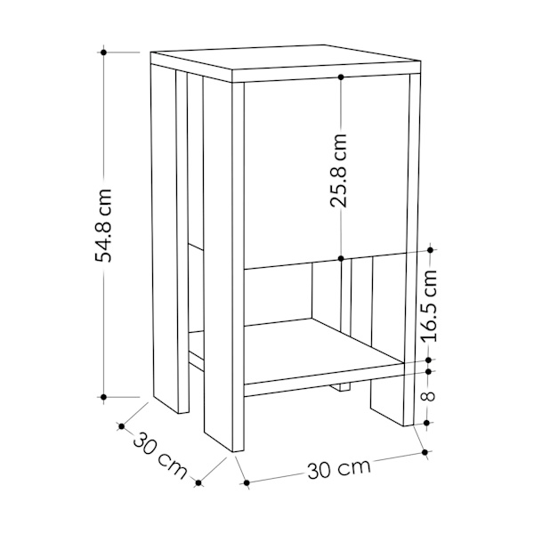 Natbord Ema - Safir Eg, Hvid