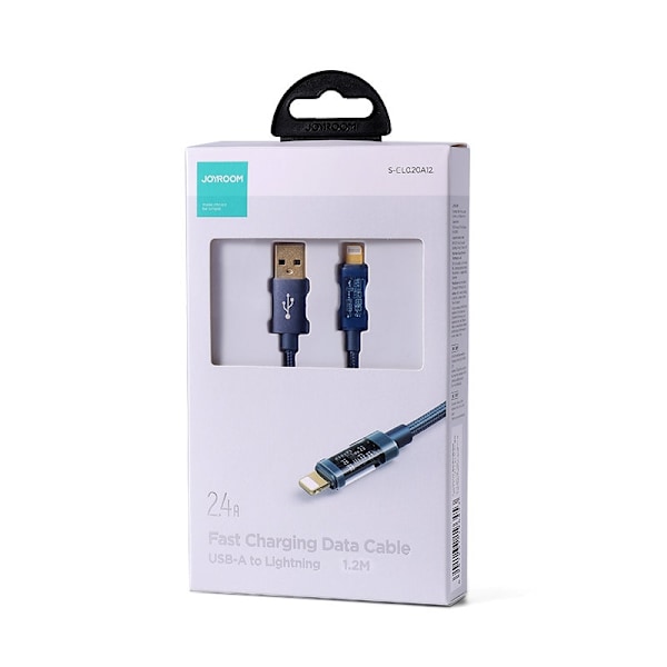 iPhone USB - Lightning-kaapeli lataukseen ja tiedonsiirtoon 2,4A 20W 1,2m sininen