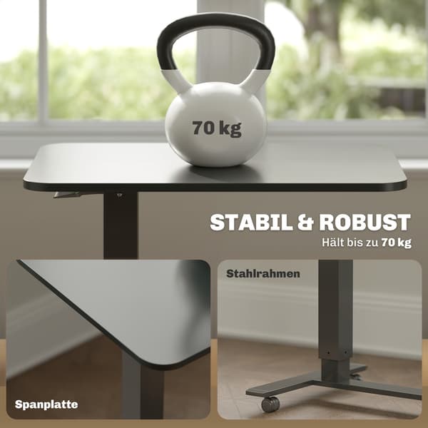 Ställbart ståbord, C-formad, 65x48x70-110cm, svart