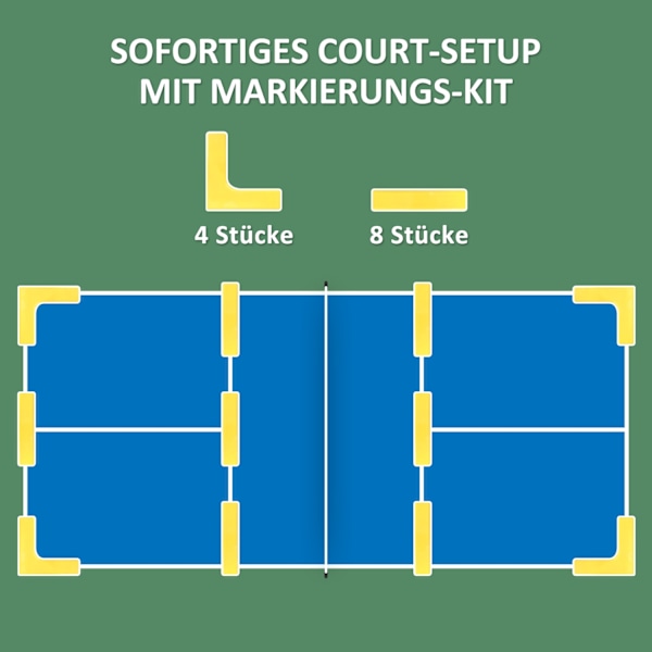 Pickleball Net Portable Set 6,7 m Pickleball System med nät, Court Marking Set, bollsamlare, fyra bollar och bärväska för utomhusbruk, uppfart