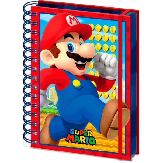 Super Mario A5 Wiro notesbog med 80 sider, ideel til noter