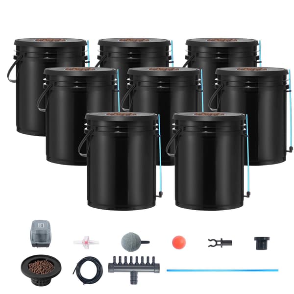 DWC Hydroponic Grow System, 8 x 5 gallonan sarja ilmapumpulla
