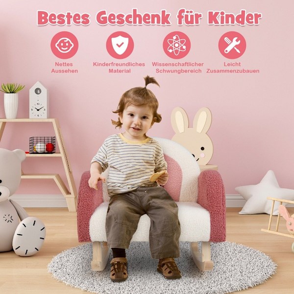 Lasten keinutuoli teddy-pehmonojatuoli, jossa keinujalat poppelin punaisesta