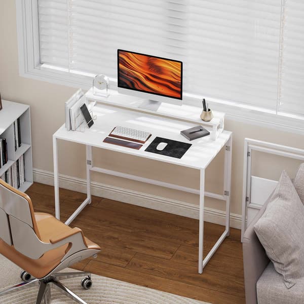 Sammenklappeligt computerbord med skærmstativ, 100 x 48 cm