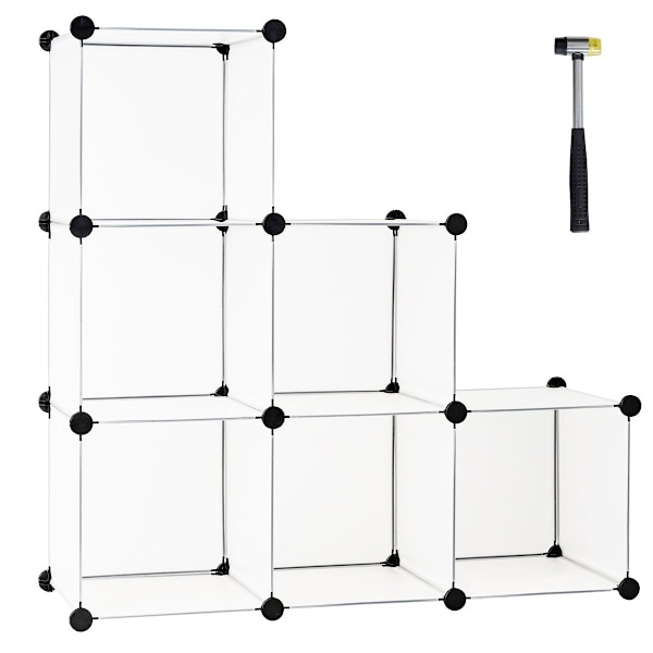 Plug-in hylde lavet af 6 terninger DIY kube hylde kan stables lavet af plast reol system step hylde hvid
