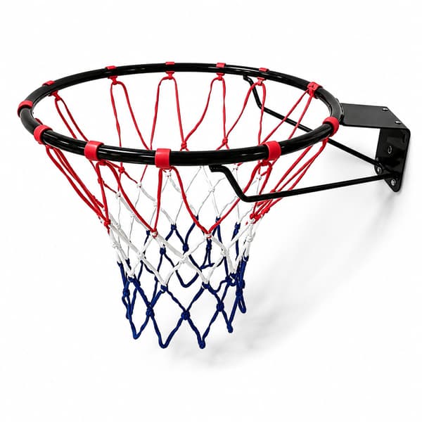 45 cm väggmonterad basketkorg med trefärgat nät