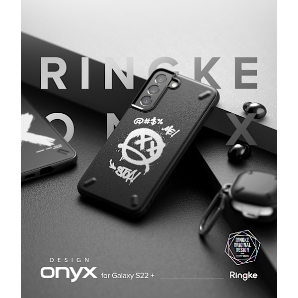 Holdbart etui og cover til Galaxy S22+ Onyx Design Graffiti sort
