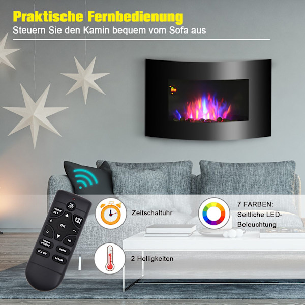 Elspis spis elektrisk med 2 effektnivåer 900/1800 W LED 65 x 11,4 x 52 cm rostfritt stål svart för mysig värme