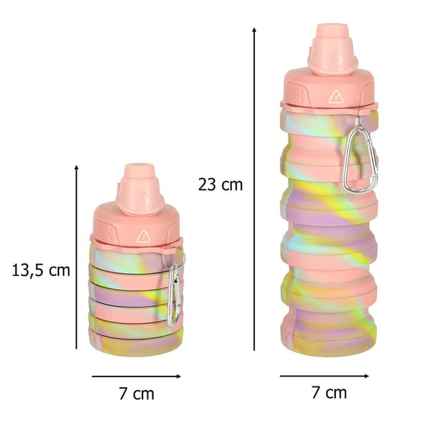 Vikbar silikon sportvattenflaska, 500ml, regnbåge