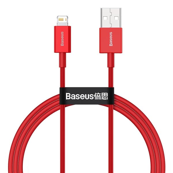 Baseus Pikalatauskaapeli USB-A Lightningiin, 2.4A, 1m - punainen