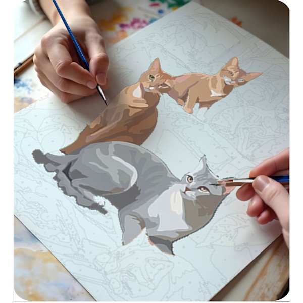 Maleri efter tal 40x50 cm Massido Cats