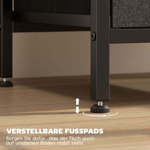 Sidebord med ladestation, stålramme, sort, 40x30x60 cm