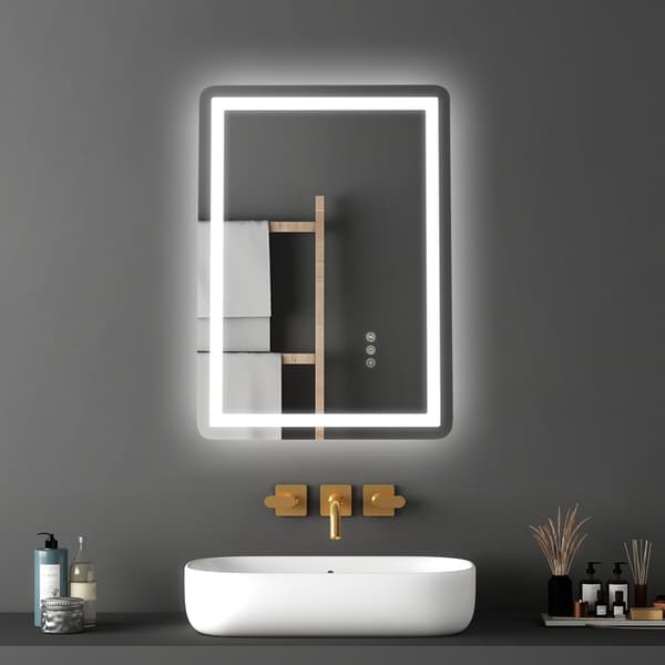 LED-badrumsspegel 50 x 70 cm, frontbelyst bakgrundsbelyst, imfri