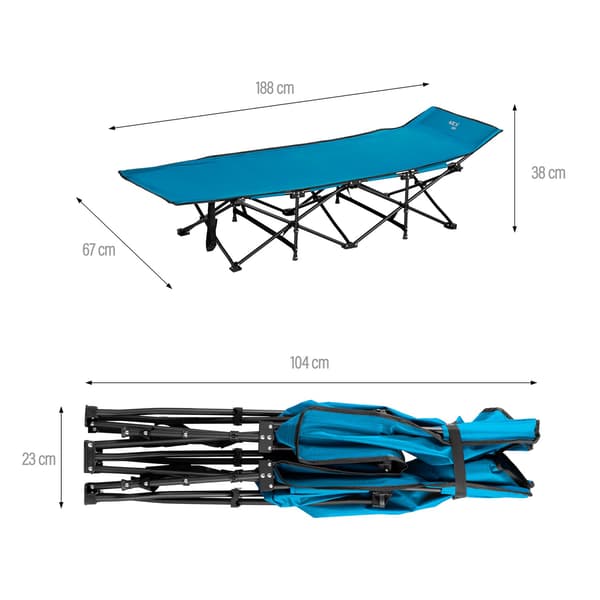 Lejrseng, blå, 190 cm, bærbar foldedesign
